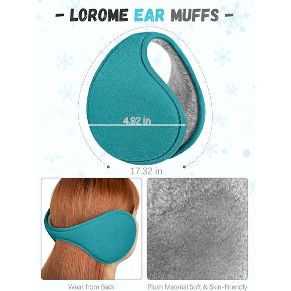 Women’s Blue Green Knit Beanie Hat, Gloves, Scarf & Ear Warmer Set - Winter - Picture 5 of 6